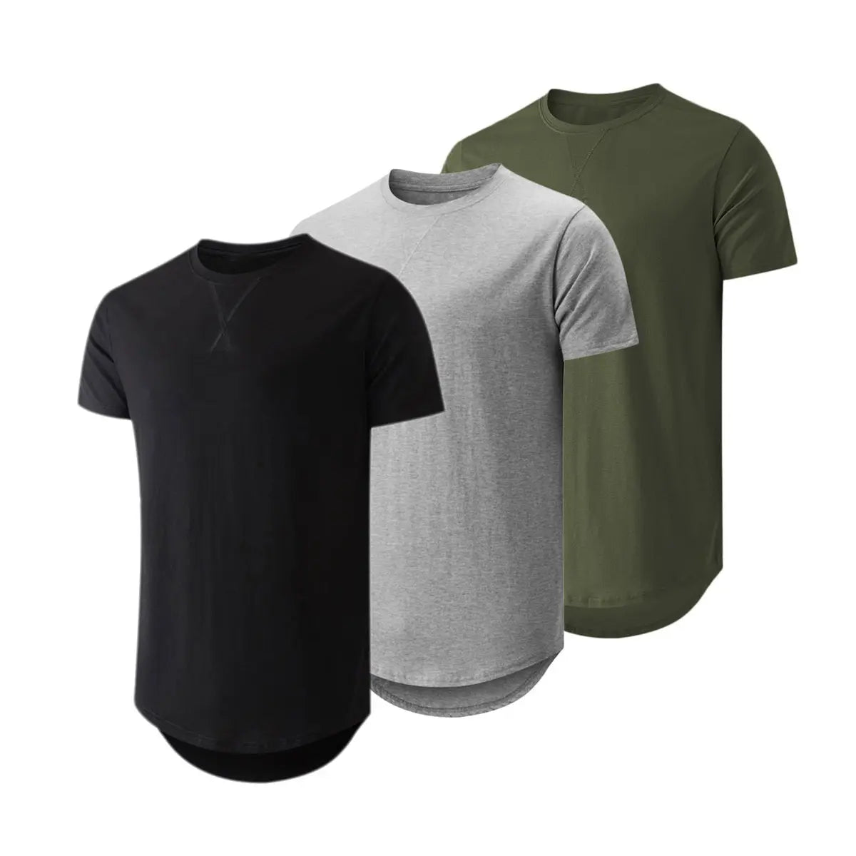 3-Pack Cotton Hip Hop Longline Crewneck Tees – Men's Casual Tops (Special Offer)