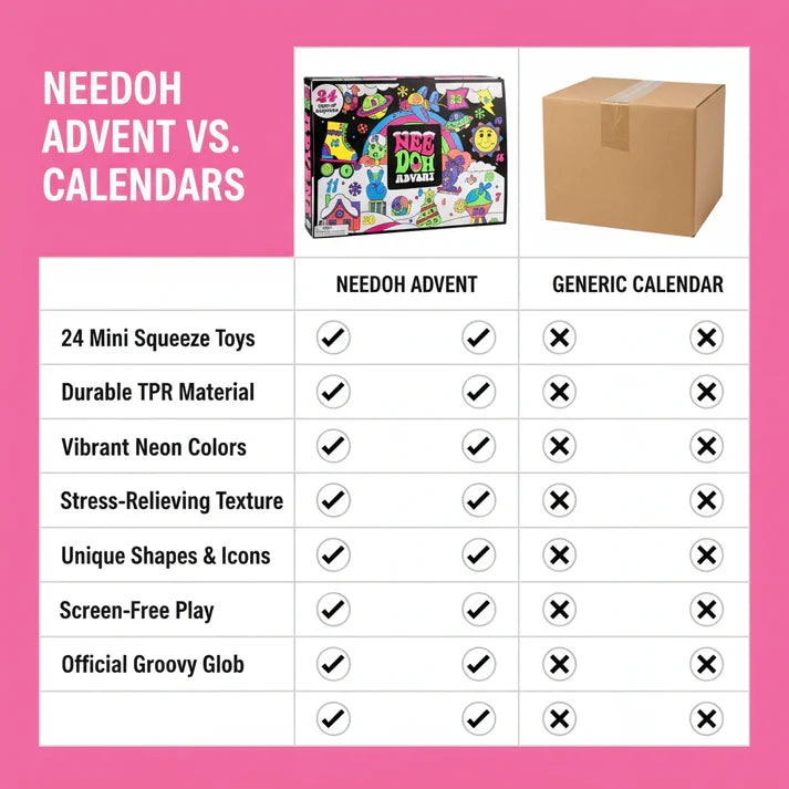NeeDoh Squishmas 2026 Advent Calendar, 24 Squishy Surprise Fidget Toys