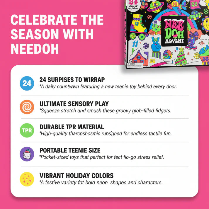NeeDoh Squishmas 2026 Advent Calendar, 24 Squishy Surprise Fidget Toys