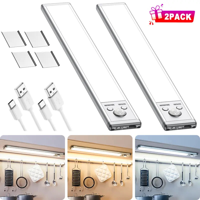 Tuffenough Under Cabinet Lights,Motion Sensor NightLight Indoor,1500mAh USB Rechargeable Light,MagneticInstallation Dimmable Lights forKitchen,Wardrobe,Pantry, Closet,Bathroom,Stairs,SinkCabinet,Garage