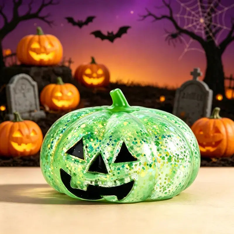 Glitter Halloween Pumpkin Head Malt Syrup Squishy Stress Relief Fidget Toy for Kids & Adults