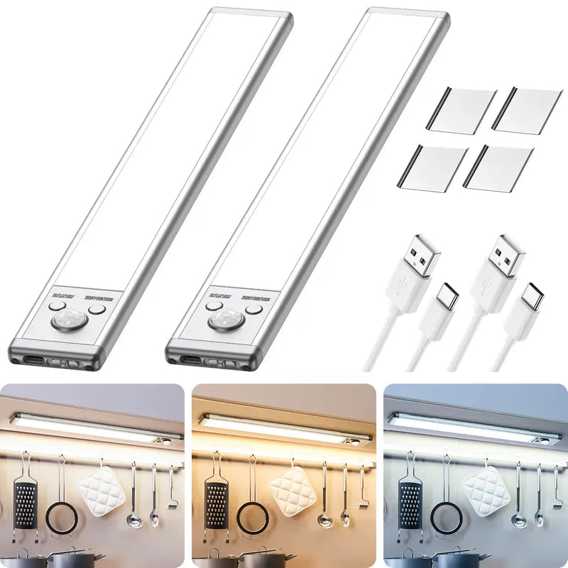Tuffenough Under Cabinet Lights,Motion Sensor NightLight Indoor,1500mAh USB Rechargeable Light,MagneticInstallation Dimmable Lights forKitchen,Wardrobe,Pantry, Closet,Bathroom,Stairs,SinkCabinet,Garage