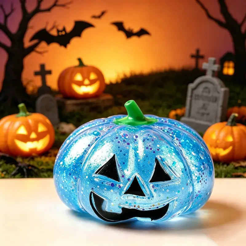 Glitter Halloween Pumpkin Head Malt Syrup Squishy Stress Relief Fidget Toy for Kids & Adults