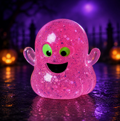 Glitter Halloween Pumpkin Head Malt Syrup Squishy Stress Relief Fidget Toy for Kids & Adults