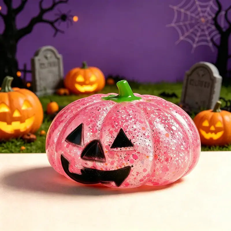 Glitter Halloween Pumpkin Head Malt Syrup Squishy Stress Relief Fidget Toy for Kids & Adults
