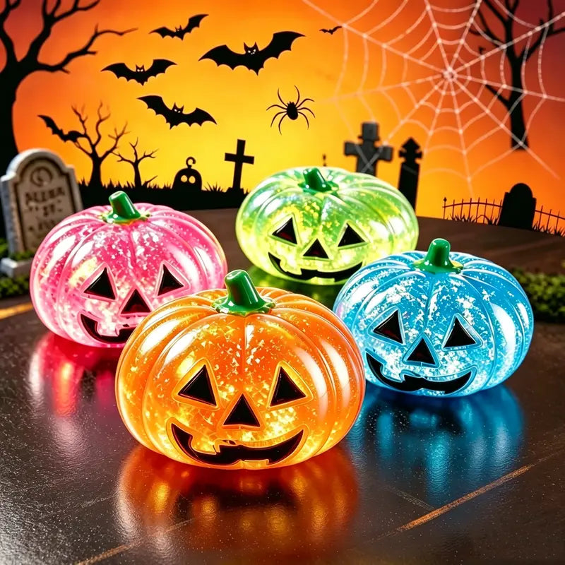 Glitter Halloween Pumpkin Head Malt Syrup Squishy Stress Relief Fidget Toy for Kids & Adults