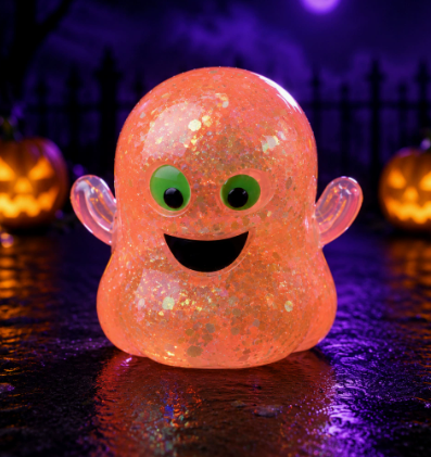 Glitter Halloween Pumpkin Head Malt Syrup Squishy Stress Relief Fidget Toy for Kids & Adults