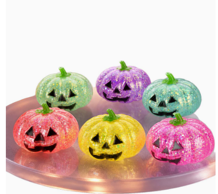 Glitter Halloween Pumpkin Head Malt Syrup Squishy Stress Relief Fidget Toy for Kids & Adults
