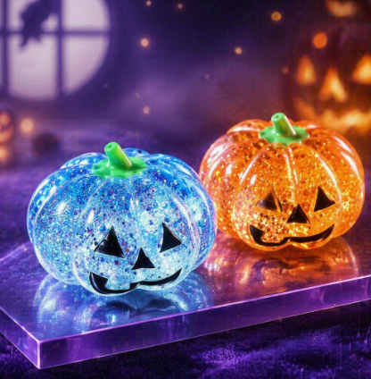 Glitter Halloween Pumpkin Head Malt Syrup Squishy Stress Relief Fidget Toy for Kids & Adults