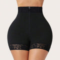 Women's High-Waist Shapewear Shorts with Tummy Control, Butt Lift & Adjustable Zipper, Solid Body Shaper with Lace Trim for Wedding, Activewear, Lightweight